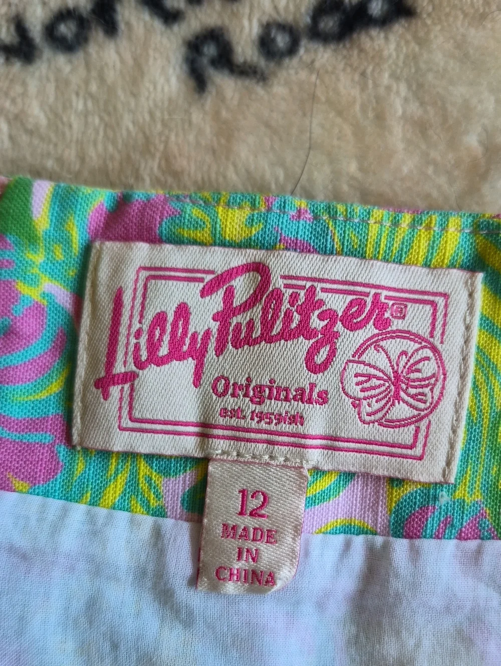 Lilly Pulitzer Originals Koala Print Skirt Size 12 Pink Green Lace Trim